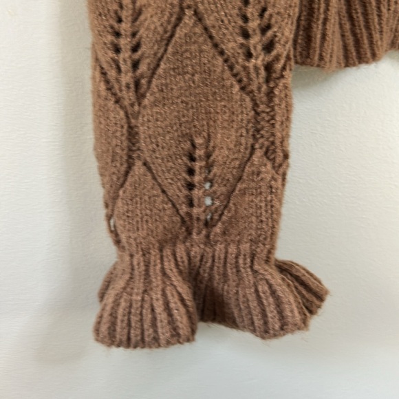 ASTR the Label Pointelle Chunky Knit Cardigan Sweater Size XL Brown - Picture 2 of 7